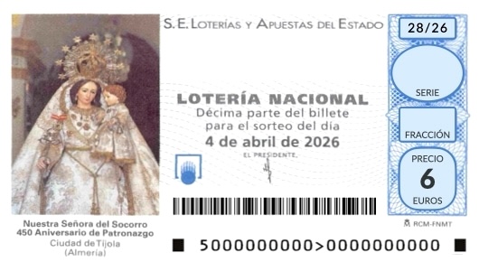 Décimo de Lotería del sábado 2026 02556